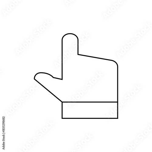 Outline drawing of a hand with a raised middle finger gesture on a white background simple design icon
