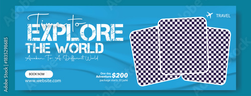 Time to explore the world with an exciting travel offer featuring waterfalls beaches and people enjoying adventures