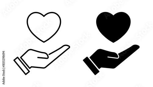 Hands holding or presenting a heart symbol, representing love, care, compassion, and support
