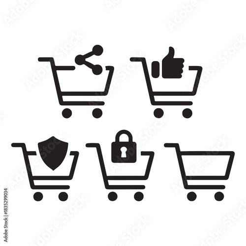Shopping, shopping security icons Vector 