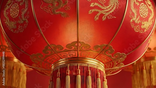 Traditional Red Chinese Lanterns with Golden Ornaments for Celebration