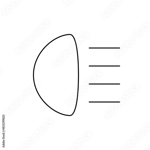 Illustration of a car fog light symbol with four horizontal lines indicating light emission source