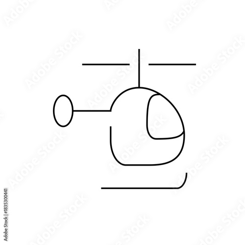 A simple line drawing of a helicopter with rotors and a tail rotor on a white background plane
