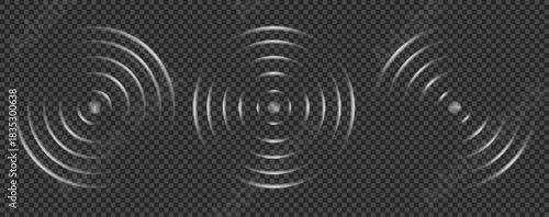 Circular sound wave with wifi sonar ripple and radar signal effect for tech. Radial neon concentric ultrasonic pulse in vibration motion for technology background. Abstract wireless hud scan waveform
