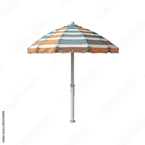 Illustration of a flat colored beach umbrella icon on a plain background 