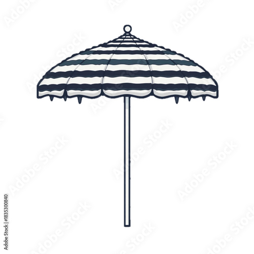 Illustration of a flat colored beach umbrella icon on a plain background 