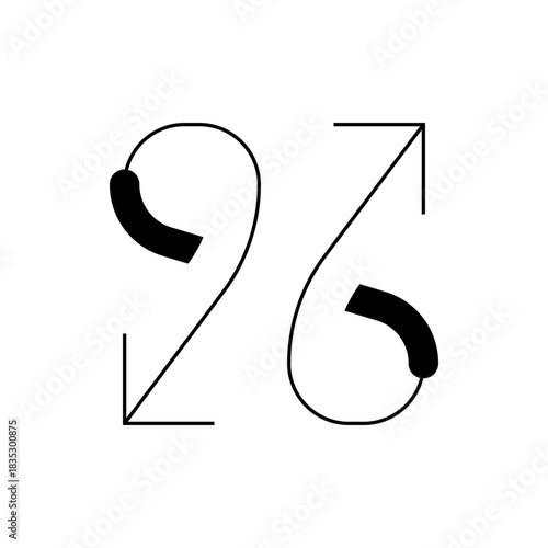 Illustration showing two stylized arrows pointing in opposite directions with curved accents