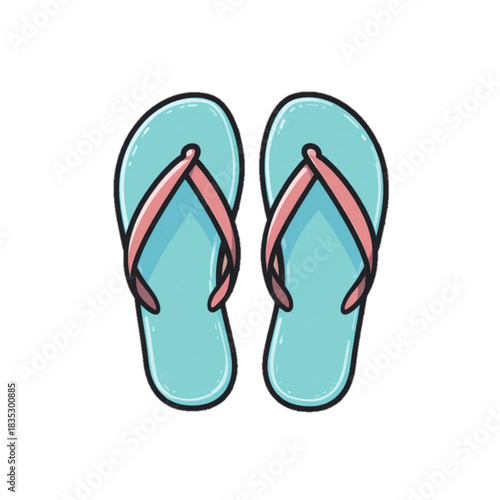 Illustration of flat colored footwear icon on plain background 