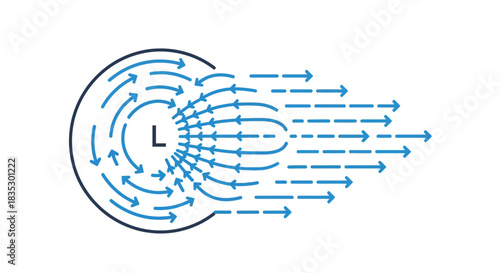 Schematic vector representation of a low pressure system with arrows showing wind direction and flow