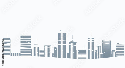 Urban Metropolis Distressed Silhouette: A Minimalist Cityscape Depiction in Gray Hues