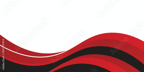 Abstract modern red waves are flowing on black and white background. red line background curve element. Suit for business, cover, header, wallpaper, corporate, posters