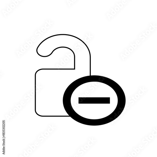 Illustration of a do not disturb sign with a minus symbol inside a circle, simple black and white design