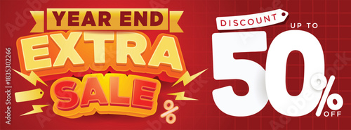 year end extra sale banner. clean modern 3d style. promotional sale banner template vector illustration