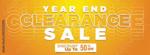 year end clereance sale banner. yellow modern clean style. promotional sale banner teplate vector illustration