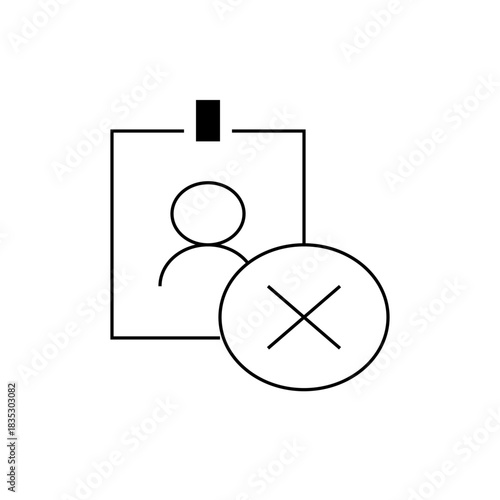 Identification badge with person icon crossed out indicating access denied or invalid credentials shown