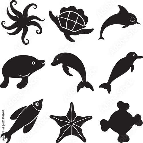 set of sea animals