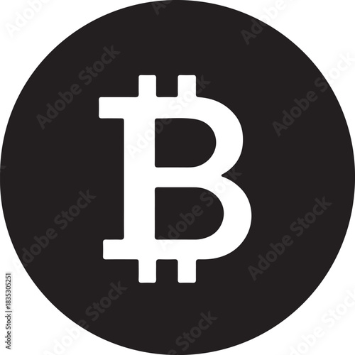 Simple black and white bitcoin logo icon