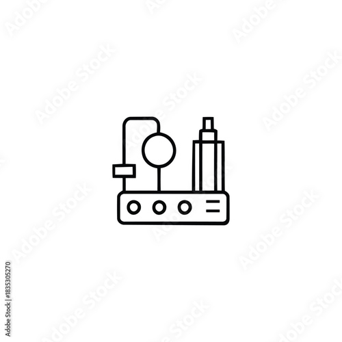 Stylized outline of a tattoo machine and its equipment artistic vector