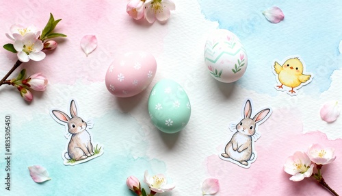 Easter poster design, colorful and festive spring illustration, perfect for holiday decoration, seasonal celebration, family events, invitations, greeting cards, and creative projects.
