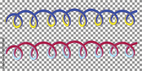 Abstract coiled lines with vibrant gradient colors design elements