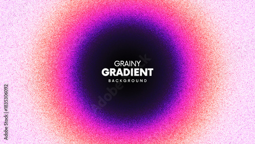 Vibrant grainy gradient background with deep dark void and film grain texture created from thousands of individual dots. Soft dark core for text placement, branding visuals, covers and digital media