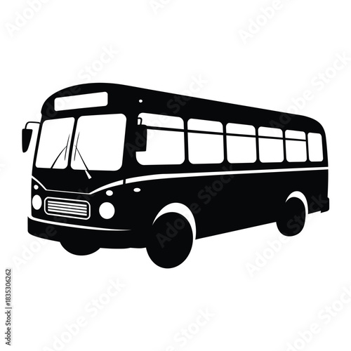 Classic black silhouette of a vintage passenger bus