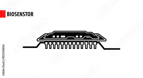 Biosensor Technology A Detailed Illustration of a Microchip.