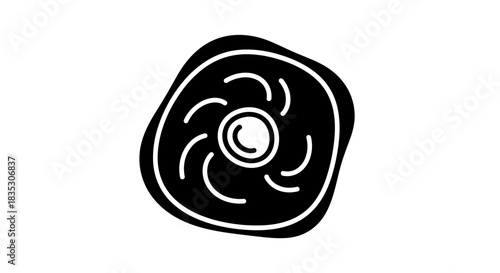 Black and White Amoeba Illustration Microscopic Organism Concept.