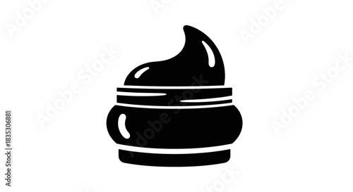 Black and White Cream Jar Illustration for Beauty Products.