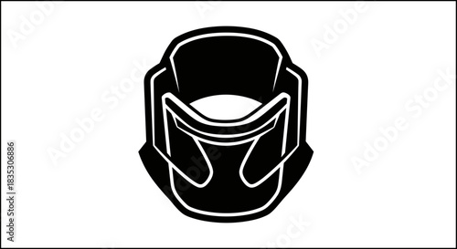 Black and White Boxing Headgear Illustration for Martial Arts.