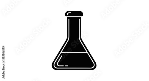 Black and White Erlenmeyer Flask Icon for Science 1.