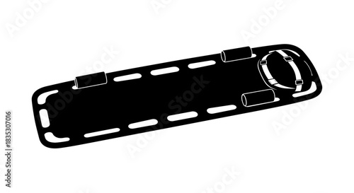 Black and White Illustration of a Medical Backboard Stretcher.