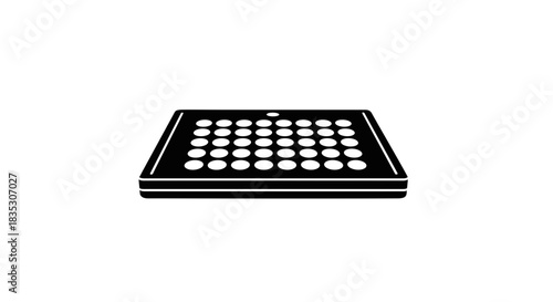 Black and White Illustration of a Music Production Controller.