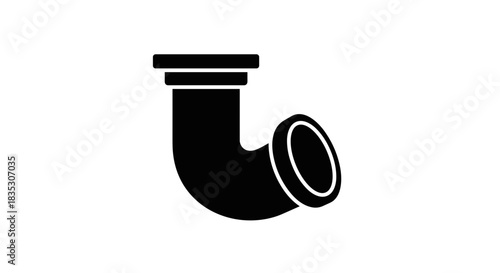 Black and White Illustration of a Plumbing Pipe.