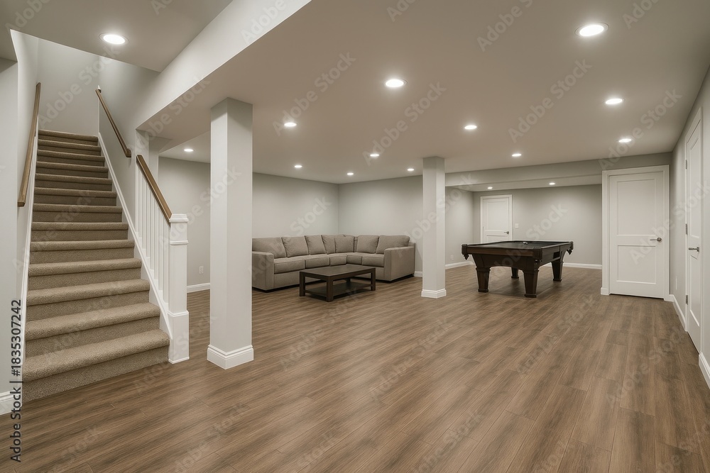 Fototapeta premium Modern spacious basement design.