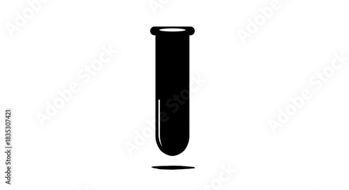 Black and White Test Tube Icon for Science and Research.