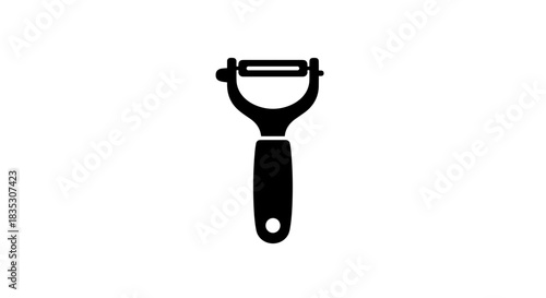 Black and White Vegetable Peeler Icon Illustration.