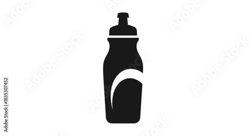 Black and White Water Bottle Icon Illustration.