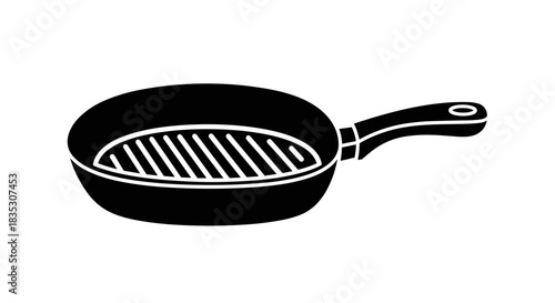 Black Grill Pan Illustration for Cooking and Kitchen Use.