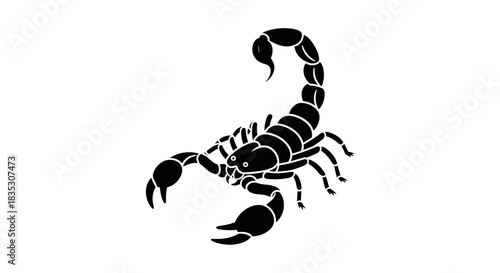 Black Silhouette of a Scorpion with Raised Tail.