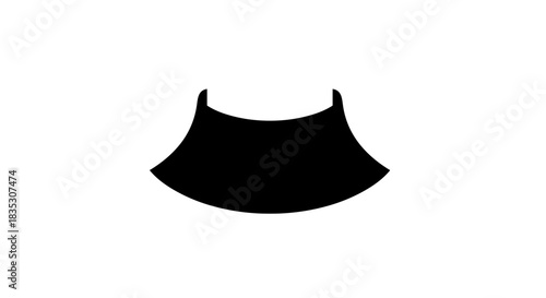 Black Silhouette of a Collar on a White Background.