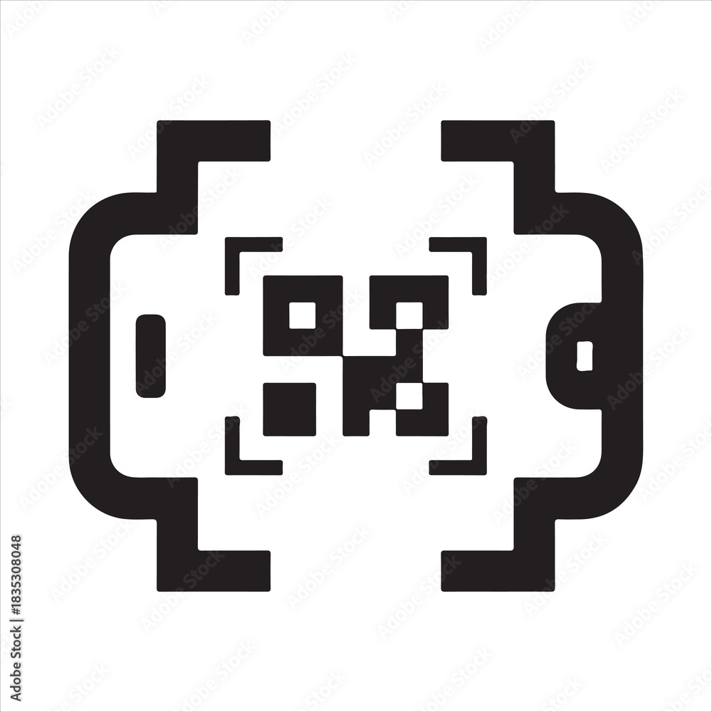 Fototapeta premium Isometric view smartphone displaying QR code vector icon