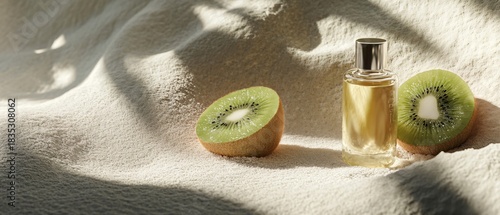 Fototapeta Naklejka Na Ścianę i Meble -  Fresh kiwi fruits on elegant marble