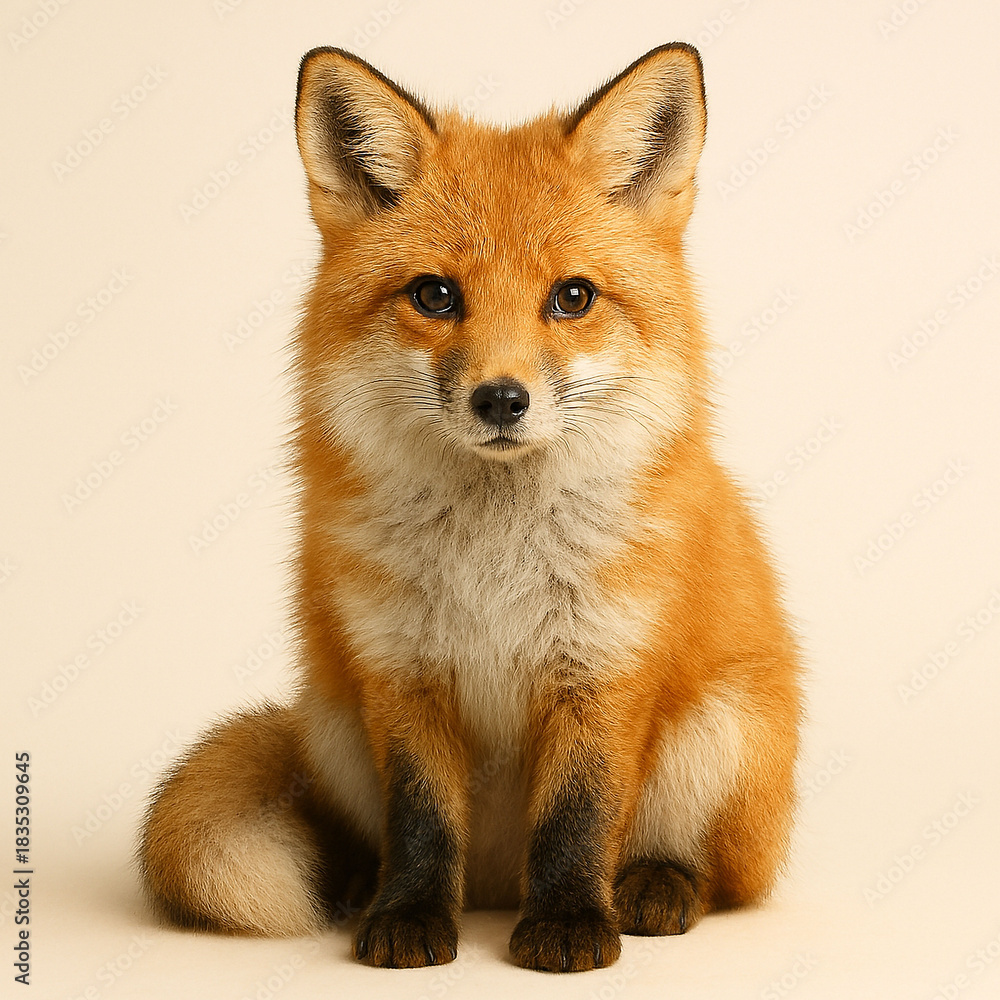 Fototapeta premium Realistic Red Fox Face Isolated on White Background