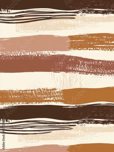 Japandi-style seamless pattern with earthy neutral colors, abstract woven linen texture, farmhouse stripes