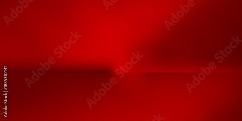 Red studio background. Abstract limbo podium studio room. Dark red gradient wall floor and spotlight scene. Showcase, promotion display. Vector stage mockup illustration