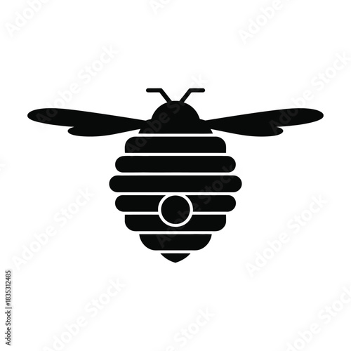 Beehive silhouette black vector on white background.