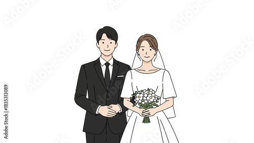 Wedding Illustration A Happy Couple Embracing the Joy of Marriage