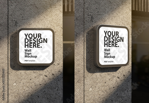 Square signboard lightbox Mockup