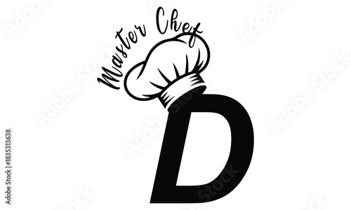 chef logo with a combination of letter d and chef hat for any business especially for restaurant, cafe, catering, etc.